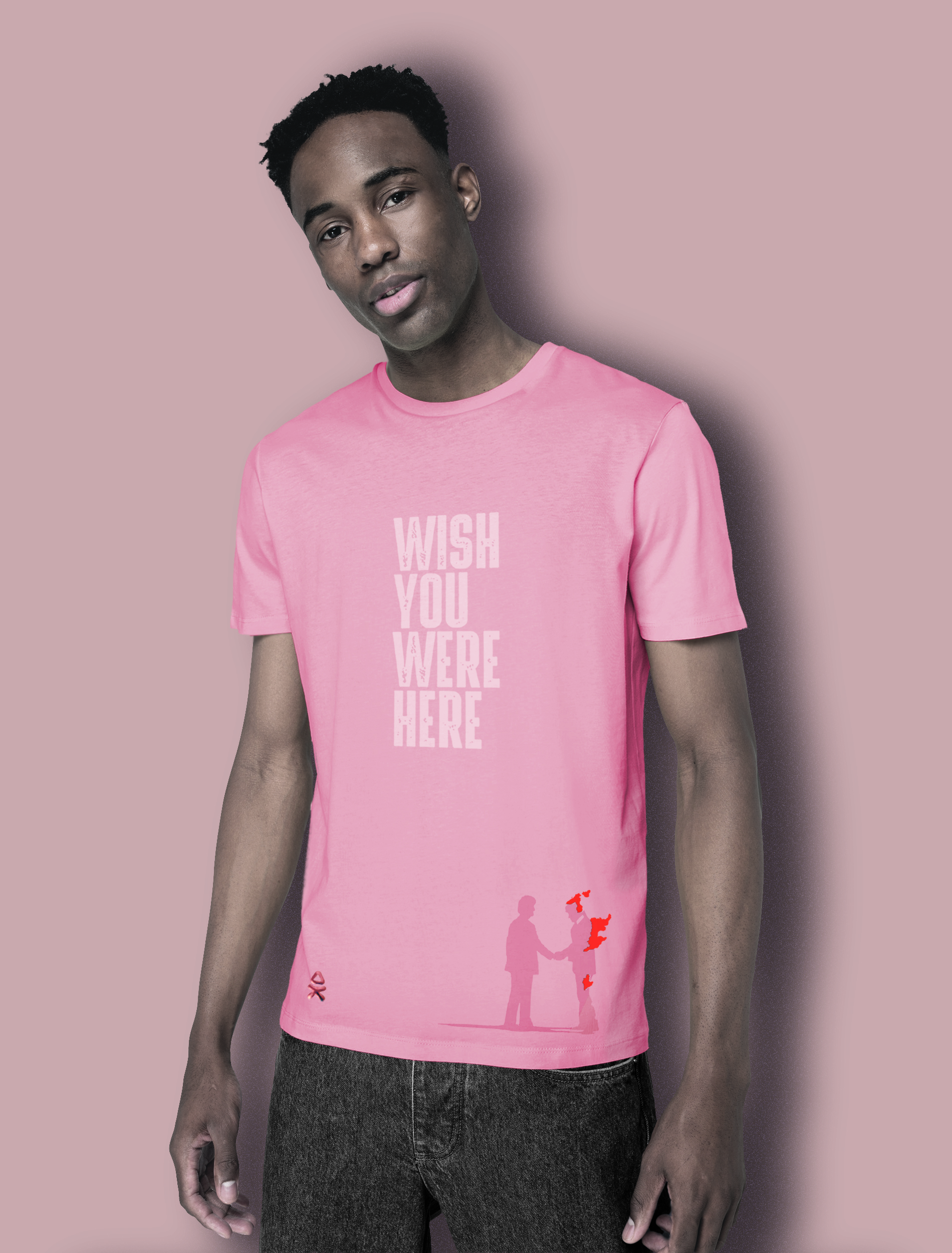 Camiseta Wish U where here en color Pink, foto 3